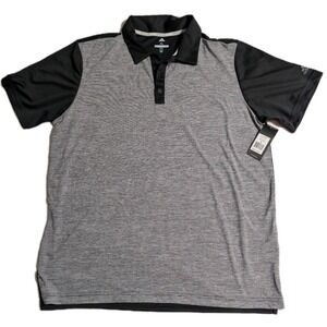 Adidas Golf Polo Shirt Men's XL Black Gray Stripe Performance NWT $60 MSRP